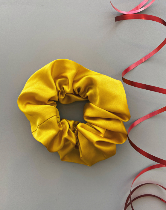 Yellow silk hair band